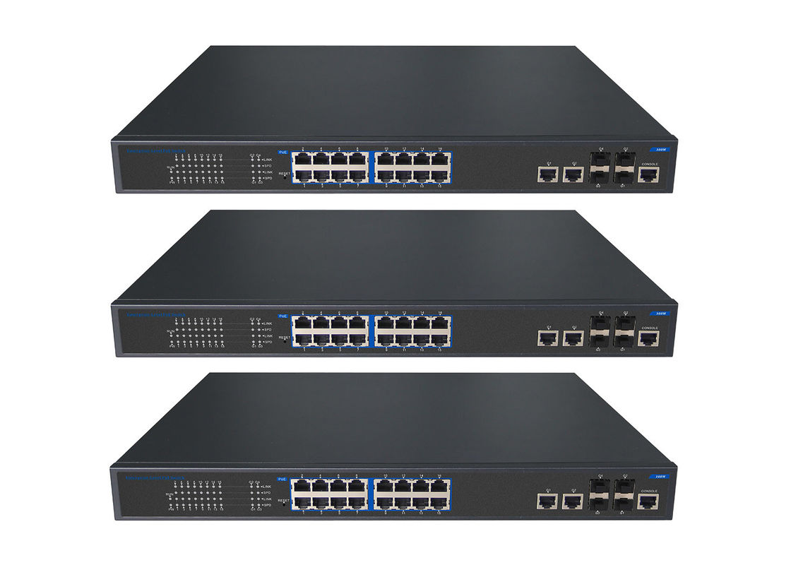 455W Inner Power Supply POE Network Switch 20 Ports SPF Fiber Optic