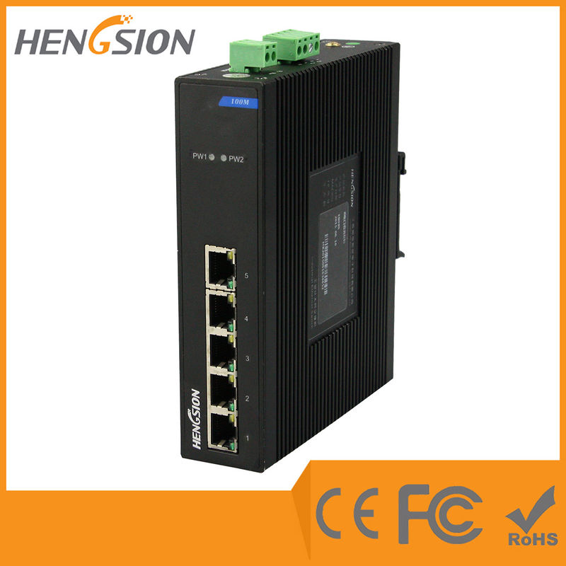 Din Rail 5 Port Industrial Network Switch Dual Power Supply Switch