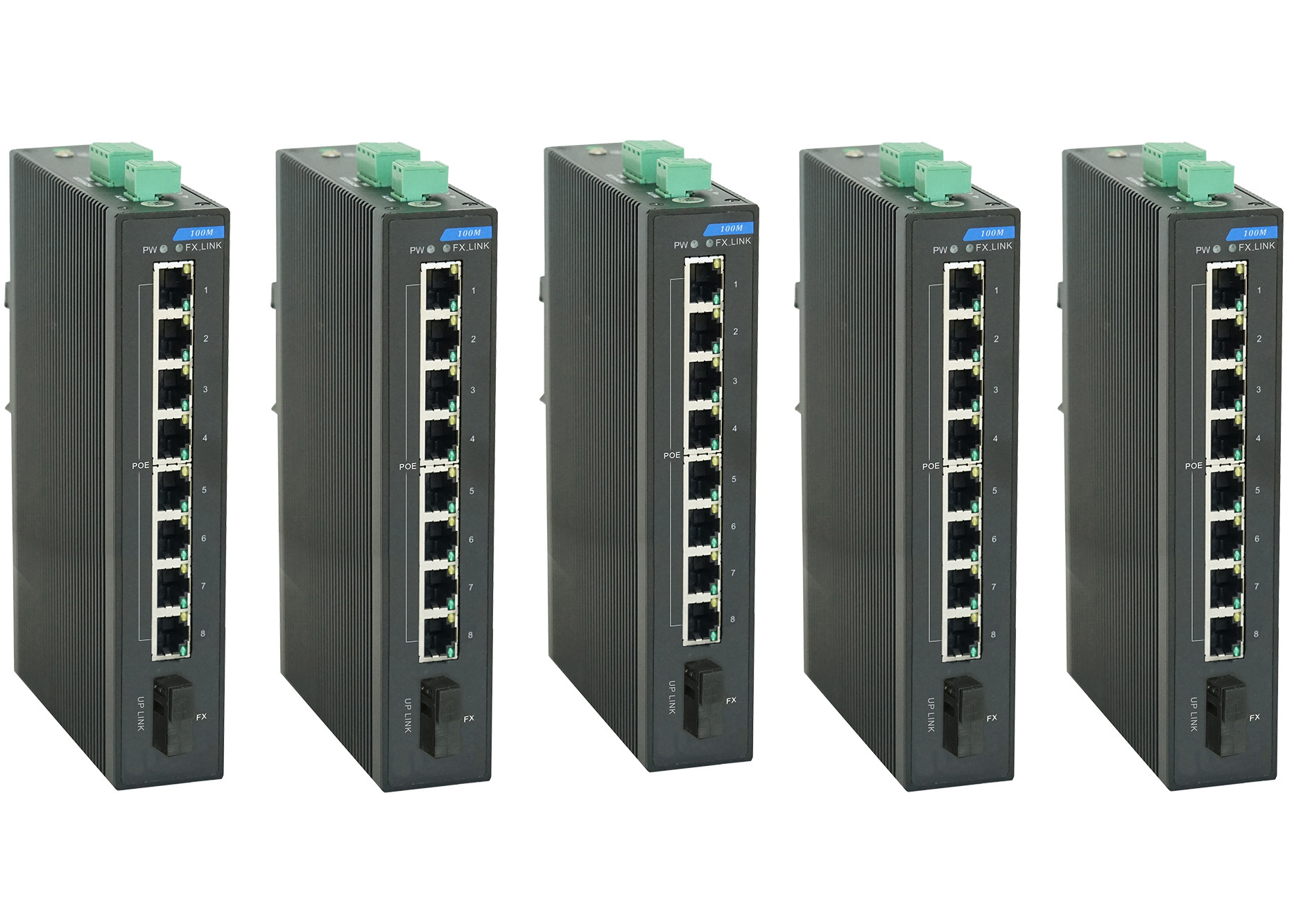 15.4 Watts per port Industrial POE Switch 8 megabit TX POE with 1