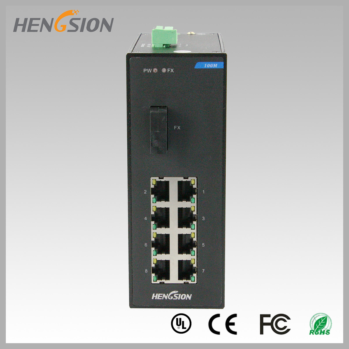 Din rail Lightweight Gigabit Switch 8 Electric Port and 1 FX