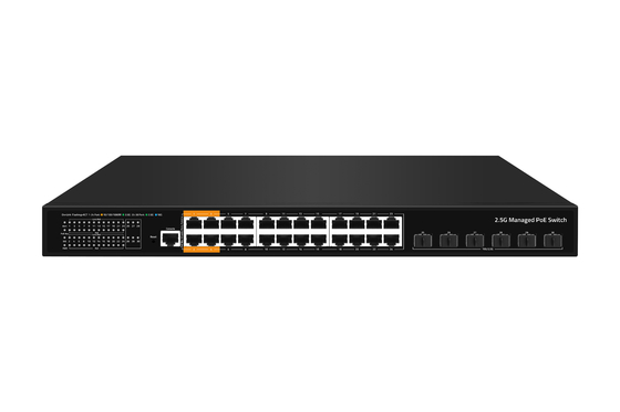 Factory OEM/ODM L3 Managed Ethernet POE Switch With 24*10/100/2500mbps+6* 10Gb SFP+