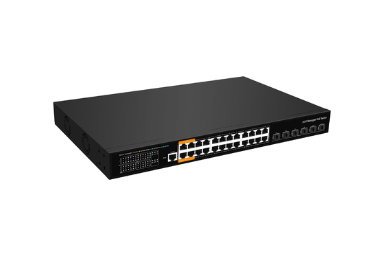 Factory OEM/ODM L3 Managed Ethernet POE Switch With 24*10/100/2500mbps+6* 10Gb SFP+