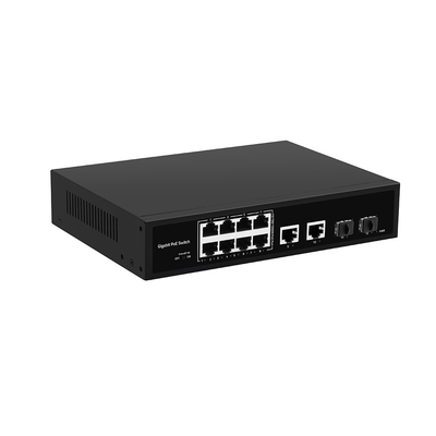 8 Port Full Gigabit CCTV PoE Fiber Switch 120W Budget Support 250m Poe Distance