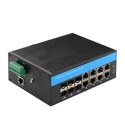 8 Port Industrial Managed POE Switch SNMP Web Ring Managed Optical fiber Switch