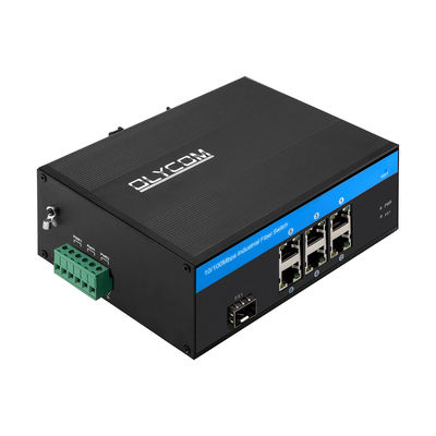 FCC Fiber Optic Poe Switch 6 Ports , Durable Metal Shell Din Rail Mount Network Switch