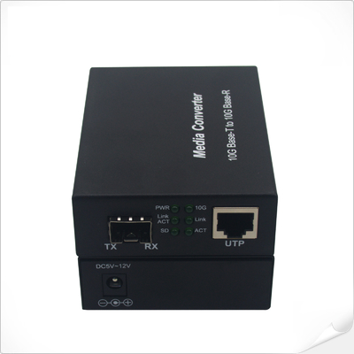1000M 2.5G 5G 10G RJ45 To SFP+ Auto Sensing Ethernet Media Converter 12VDC