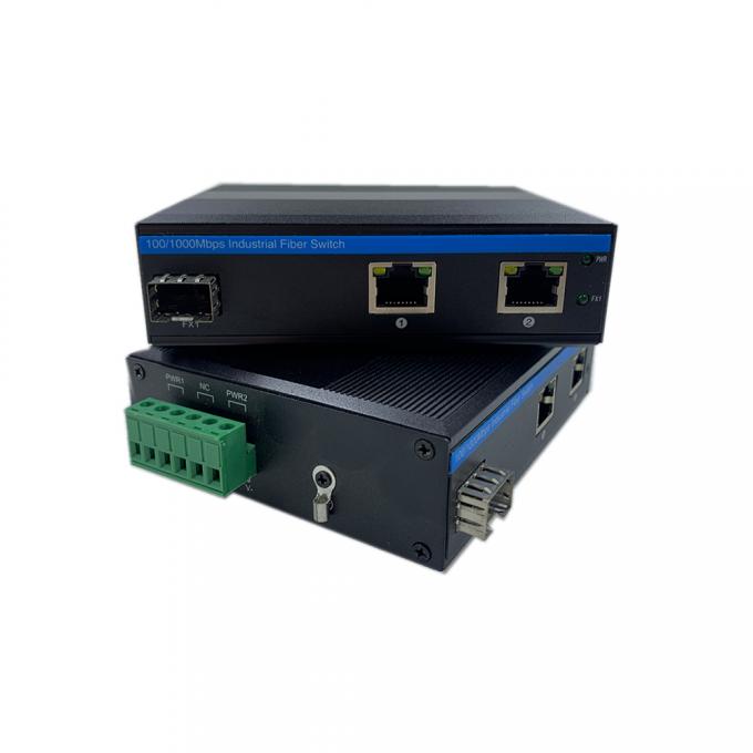 2 RJ45 Port Industrial Switch Poe , IP40 Unmanaged Fiber Switch