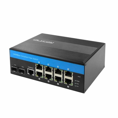 Quality  Industrial Gigabit Ethernet L2 Managed Switch 8 X Gigabit Ports 2 X SFP Slots DIN-Rail Mount IP40 with Vlan Qos LACP STP factory