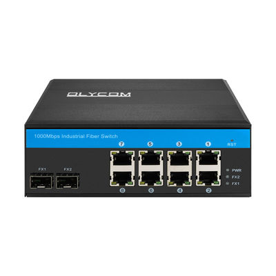 Quality  48VDC DIN Rail Mounting Industrial Unmanaged POE Switch 8 Gigabit RJ45 Ports factory