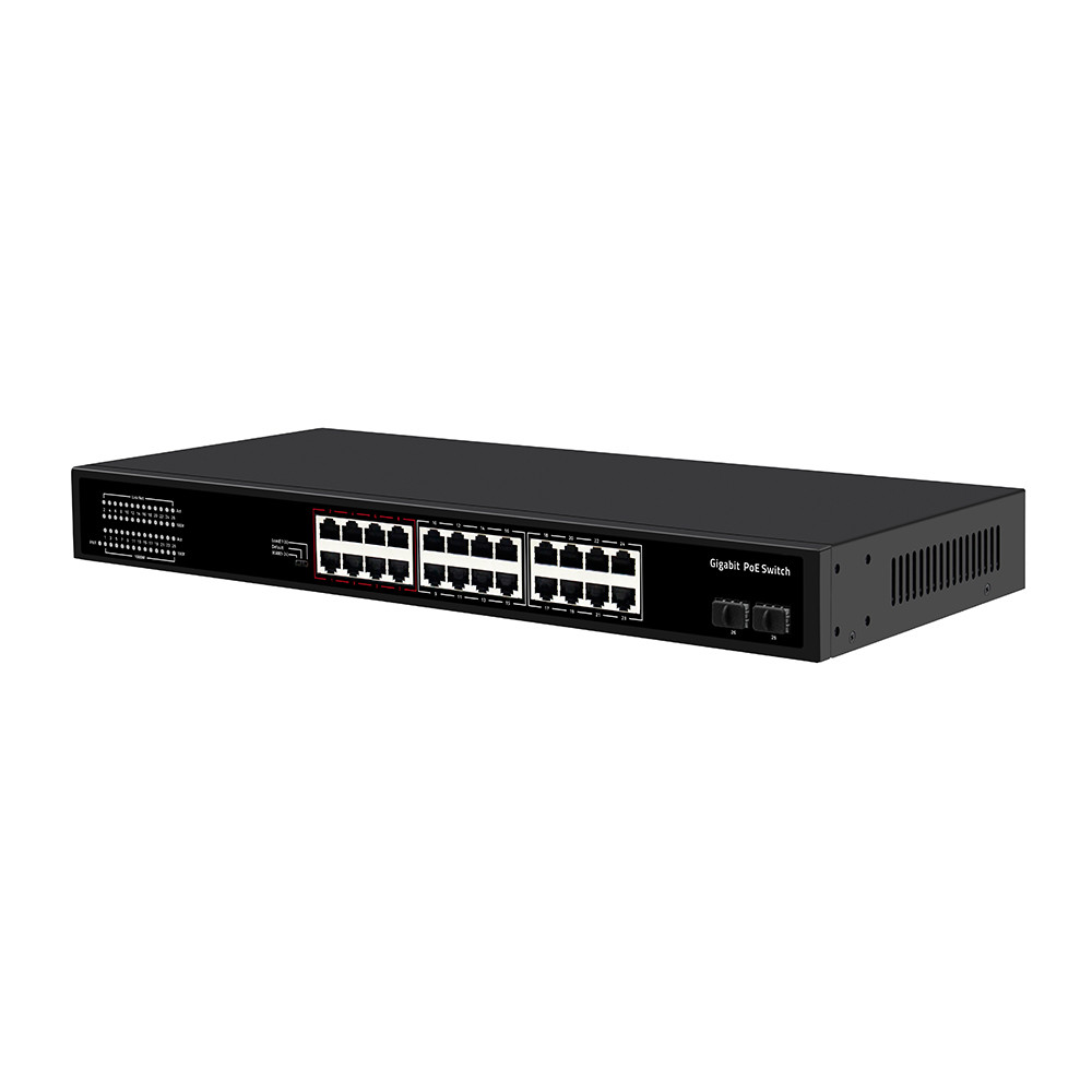 24 Port Gigabit CCTV Poe Switch With 2 SFP Optical Uplinks Unmanaged ...