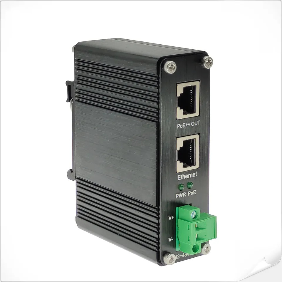 Industrial 90W PoE++ Injector 2 Port 802.3bt Gigabit DC12V/24V/48V ...
