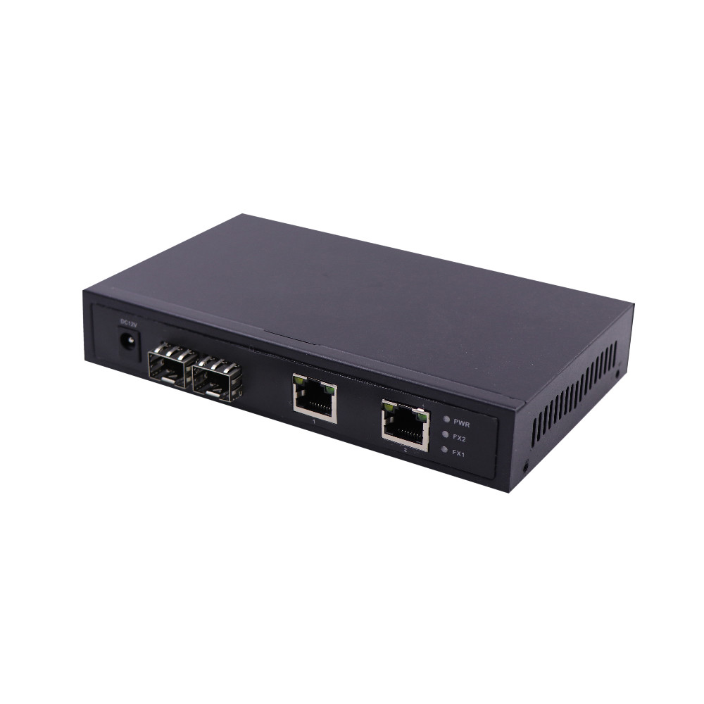 Auto MDI/MDIX Gigabit Fiber Switch , 2 RJ45 Fiber Optic Managed Switch