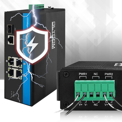 Industrial 5-Port Gigabit Smart Managed Ethernet Switch With SFP Fiber Ports, IP40 Rated