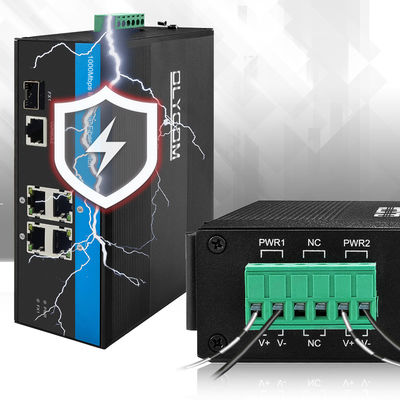 Industrial Smart Managed Ethernet Switch 5-Port Gigabit Network SFP Fiber Ports IP40 Rated