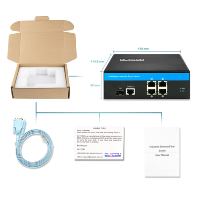 5 Port Smart Managed Ethernet Switch Gigabit SFP Fiber Industrial Grade IP40 Level