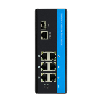7 Port Managed Fiber Ethernet Din Rail Gigabit Switch DC12V Support CLI SNMP