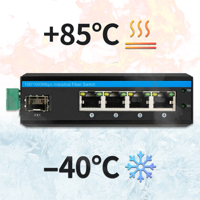 Gigabit Ethernet 5 Port Industrial Grade Switch With SFP Fiber Port