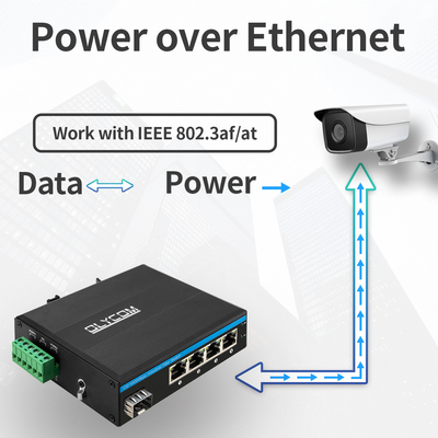 5 Port SFP PoE Switch Gigabit Network PoE/PoE+ 120W Budget DC48V Fanless CE FCC