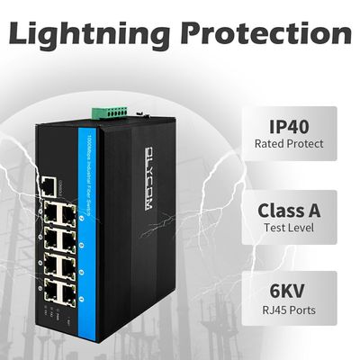 8 Port Gigabit  POE Switch Rugged Network Unmanaged DC48V Active PoE 240W Output
