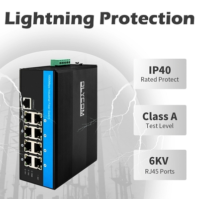 Industrial 8 Port Gigabit Network POE Switch Unmanaged DC48V Input Output 240W