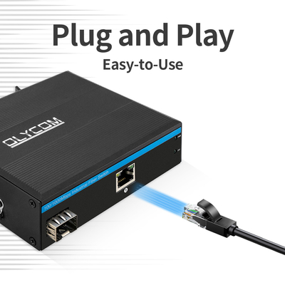 Industrial PoE Media Converter 100/1000M Fiber Gigabit Ethernet 15.4W 30W Mini Case