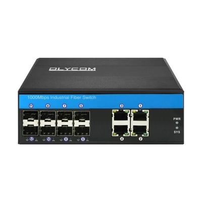1G / 2.5G Industrial Managed 8 Sfp Fiber Optic Switch With 4 Ethernet Ports IP40