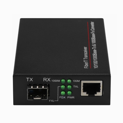 1G SFP Media Converter Gigabit Fiber Optic Ethernet Unmanaged Mini Size Black DC5V