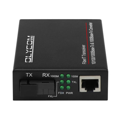 Mini Single Core 100/1000M Media Converter Unmanaged Single Mode Black CE DC5V