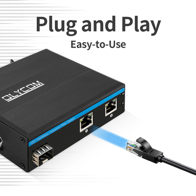 Gigabit 30W 60W PoE Switch Extender Industrial Grade SFP Fiber Unmanaged DC48V