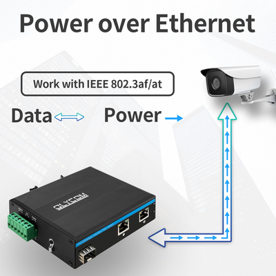 Gigabit 30W 60W PoE Switch Extender Industrial Grade SFP Fiber Unmanaged DC48V