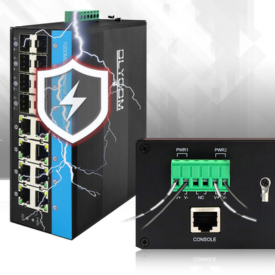 16-Port Gigabit Managed PoE Switch IEEE 802.3at Standard 8 SFP Optical Slots 240W Power