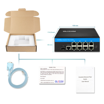 8 Port Lite L3 Managed Industrial Fiber Optic Switch POE/POE+ Gigabit Based 240W