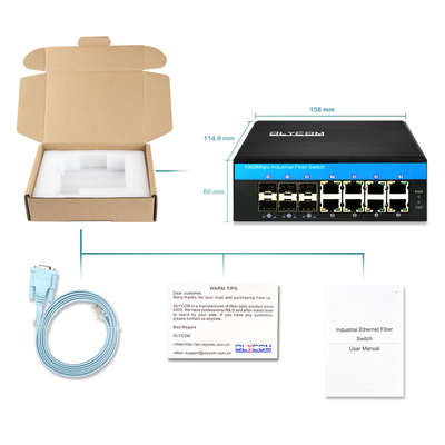 Industrial Managed Gigabit Ethernet Switch 1G/2.5G Optical SFP Slots ERPS Ring IP40