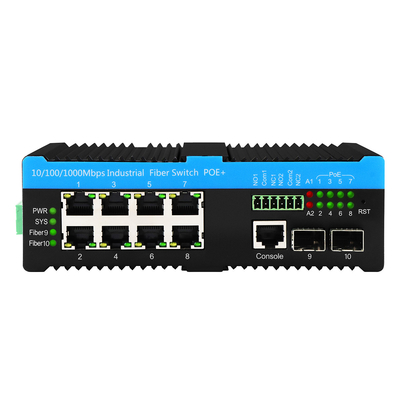 8 Port Gigabit 802.3bt PoE Switch 720W L2 Web Managed 2.5G Fiber Fanless CE IP40 Rated