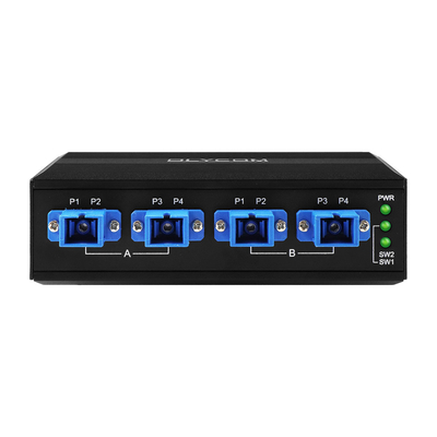 4 Port Optical Bypass Switch SC/UPC Connector Simplex 1310/1550nm DC24V DIN Mounted
