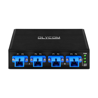 4 Port Optical Bypass Switch SC/UPC Connector Simplex 1310/1550nm DC24V DIN Rail CE