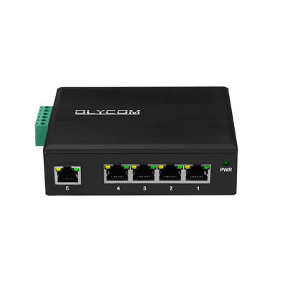 5 Port RJ45 Gigabit Unmanaged Industrial Ethernet Switch with IP40 E-Mark and Din-Rail Mounting