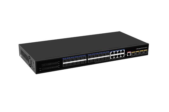 DC12V 8A 10GSFP L3 Gigabit Managed Ethernet SFP Fiber Switch 24 Port 128Gbps AC 100~240V