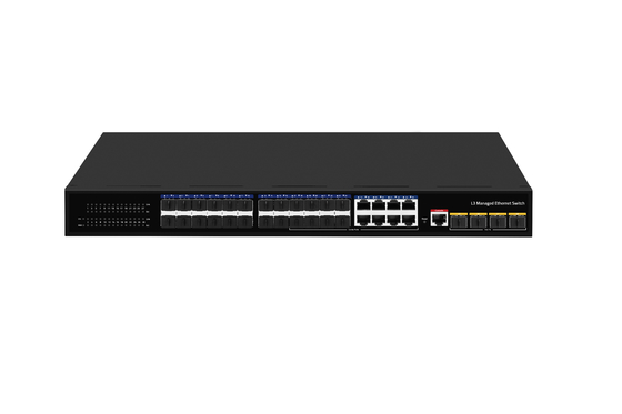 DC12V 8A 10GSFP L3 Gigabit Managed Ethernet SFP Fiber Switch 24 Port 128Gbps AC 100~240V