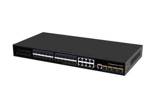 DC12V 8A 10GSFP L3 Gigabit Managed Ethernet SFP Fiber Switch 24 Port 128Gbps AC 100~240V