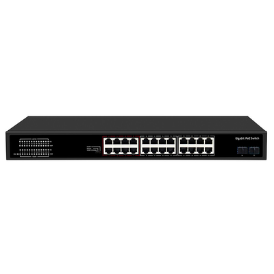 24 Port CCTV PoE Switch Gigabit Network SFP Optical Uplink Unmanaged 300W Budget