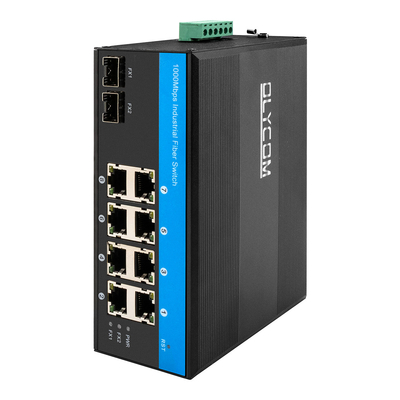 10/100/1000Mbps Managed Industrial POE Fiber Switch 9.6KB Jumbo Frame