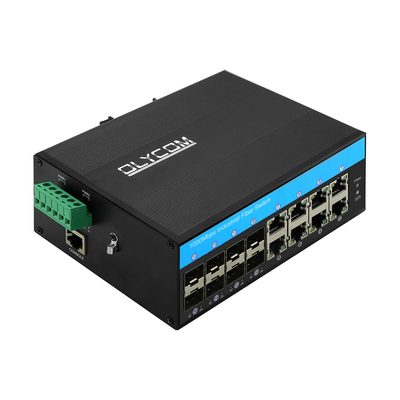 8/12/16 Port Gigabit Industrial Fiber Switch 10/100 / 1000mbps Managed POE Switch