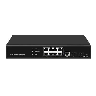 8 Port PoE VLAN Managed Switch Gigabit Fiber Ethernet Realtek Chip 120W Budget AC Input