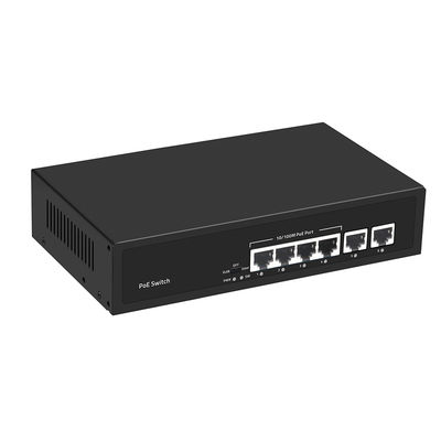 Fast Ethernet CCTV PoE Switch 4 Port With 2 Copper Uplink 55W Power Budget AC Input