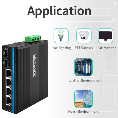 Industrial Unmanaged POE Switch 4 Port 100Mbps SFP Fiber Network 15.4W/30W Standard