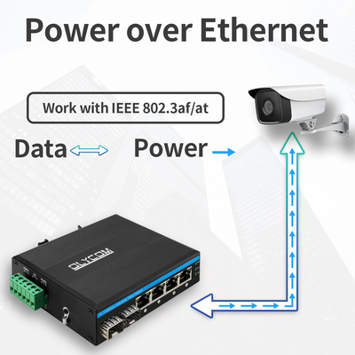 Industrial Unmanaged POE Switch 4 Port 100Mbps SFP Fiber Network 15.4W/30W Standard