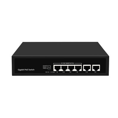6 Port Gigabit PoE Switch 250 Meter Extension VLAN 60W Power Budget 220V Input