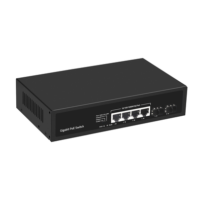 4 Port Gigabit PoE Switch 60W Budget SFP Fiber Unmanaged With VLAN 250-Meter Extension