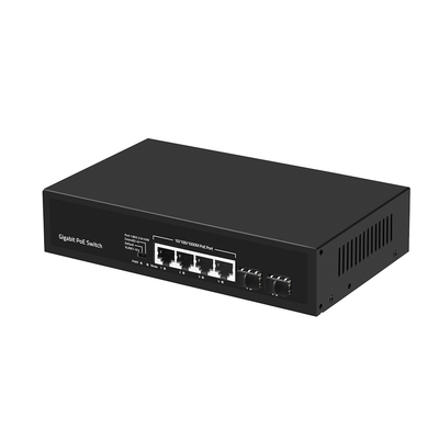 4 Port Gigabit PoE Switch 60W Budget SFP Fiber Unmanaged With VLAN 250-Meter Extension